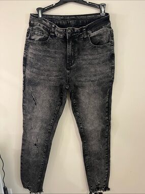 Womens Black Washed High-Rise Skinny Jeans